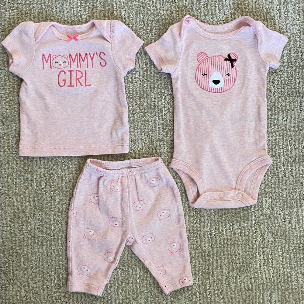 •Carter’s Child of Mine• “Mommy’s Girl” Bear Outfit 3-Piece Set